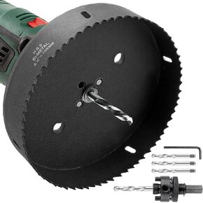 Rierdge 6-1/4 Inch Hole Saw with Heavy Duty Arbor, 159 mm Hole Saw HSS Bi-Metal Saw Drilling Tool, 6.25 Inch Hole Cutter for Cornhole Wood Plasterboard Plywood Plastic Thin Metal (Matte Green)