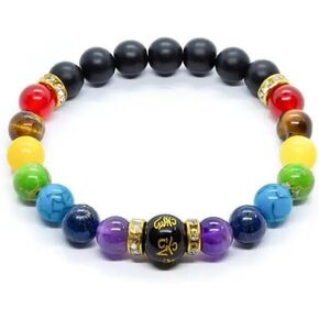 7 Chakra Bracelet with Meaning Cardfor Men Women Natural Crystal Healing Anxiety Jewellery Mandala Yoga Meditation Bracelet Gift (Charka)