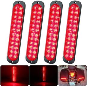 4Pcs 7.5" Inch Red LED Trailer Stop Brake Turn Tail Lights Bar, 24-LED Ultra Slim Trailer Side Marker Clearance Lights Bar Stop Turn Tail IP68 Waterproof Surface Mount for Boat Trailer Truck RV Van