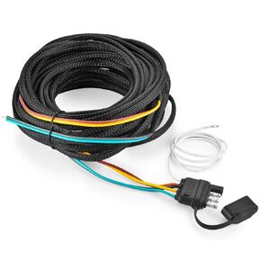 22FT 4 Pin 5 Wire Trailer Wire, Wishbond Trailer Wiring Kit 4 Way Flat 5 Wire Trailer Plug with Net Tube Protection, Trailer Wiring Harness for Rewiring Trailer Both-Side Taillights