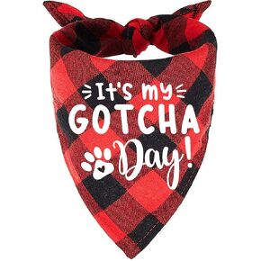 Dog & Cat Scarf, Red Plaid Bandana, 60cm Neck, Gotcha Day Gift