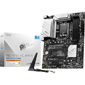 MSI PRO B760-VC WiFi IV ProSeries Motherboard (Support 14th/13th/12th Gen Intel Processors, LGA 1700, DDR5, PCIe 4.0, M.2 Slots, 2.5Gbps LAN, USB 3.2 Gen2, Wi-Fi 7, Bluetooth 5.4, ATX)