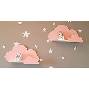 Set of 2 Cloud Wall Shelves for Nursery/Wooden Floating Shelf/Baby Room Decor/Nursery Room Decoration/Kids Room Wall Decor/Gift Set (White)