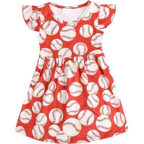 Toddler Girls Casual Dress Farm Animal Horse Print Dresses Flutter Sleeve Clothes 2-8Y