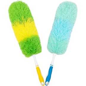 2 Pack 20-inch Microfiber Dusting Dusters with Non-Slip Handles and Bendable Microfiber Duster Heads, Perfect for Household Cleaning, Office Cleaning, and Car Cleaning, Feather Duster for Cleaning