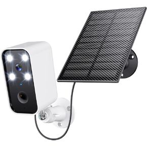 Solar Security Cameras Wireless Outdoor, Wi-Fi Solar Camera Outdoor Wireless for Home Security Outside, No Monthly Fee, Motion Detection, Spotlight, Siren, Alexa Compatible, Only 2.4G Wi-Fi