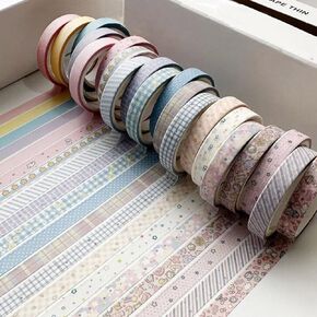 20Rolls Vintage Floral washi Tape Set, Thin Skinny washi Tape for journaling,Arts, DIY Crafts,Retro Decorative Masking Tape for Scrapbook,Nature Washi Tape