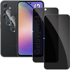 【2+2 Pack】 Privacy Screen Protector for samsung galaxy A54 5G 9H Tempered Glass Anti-Spy Private Film Compatible for Samsung A54 5G and (2 Pack) Camera Lens Protector