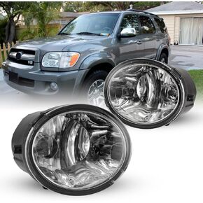 Fog Lights Compatible for Toyota Tundra 2000-2006 Sequoia 2001-2007 with Bulbs 9006 12V 51W Driving Lamps Replacement included Wiring Kit & Switch-1 Pair (Clear Lens)