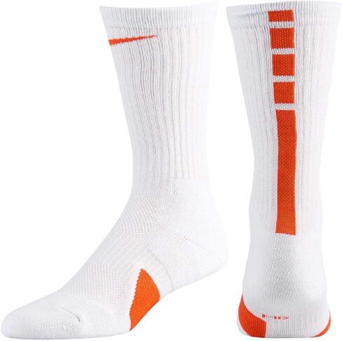 NIKE Elite Basketball Crew Socks (White/Orange, Large) in Saudi Arabia