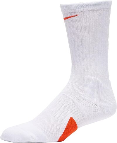 NIKE Elite Basketball Crew Socks (White/Orange, Large) in Saudi Arabia