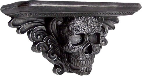 Wowser Sturdy Skull Floating Shelf Mantel, Black Decorative Gothic Halloween Decor for Home, 13 Inch in Saudi Arabia