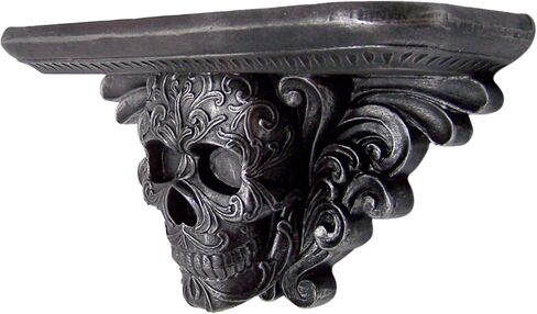 Wowser Sturdy Skull Floating Shelf Mantel, Black Decorative Gothic Halloween Decor for Home, 13 Inch in Saudi Arabia