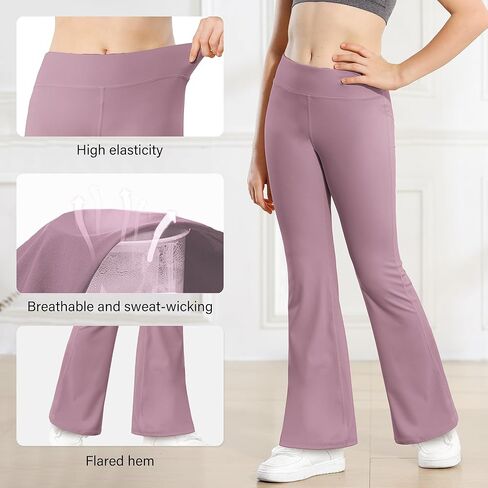 Stelle Girl's مضيئة طماق اليوغا عالية الخصر السراويل Bootcut الرقص عارضة السراويل Activewear الاطفال جرس القيعان in Kuwait