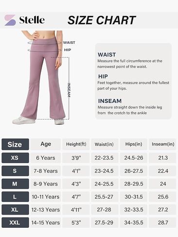 Stelle Girl's مضيئة طماق اليوغا عالية الخصر السراويل Bootcut الرقص عارضة السراويل Activewear الاطفال جرس القيعان in Kuwait