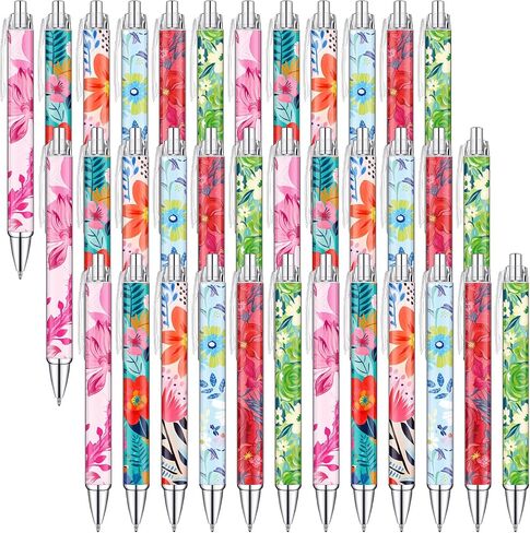 42 Pcs Floral Pens Flower Ballpoint Pens for Women Cute Writing Tools 0.5 mm Rollerball Tip Black Ink Pretty Fancy Journaling Supplies for Back to School Office, 6 Styles in Saudi Arabia