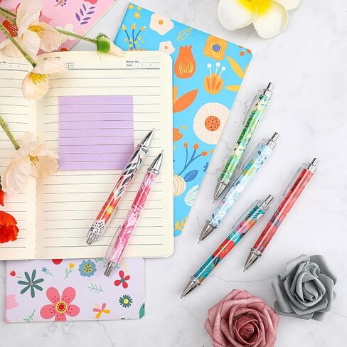 42 Pcs Floral Pens Flower Ballpoint Pens for Women Cute Writing Tools 0.5 mm Rollerball Tip Black Ink Pretty Fancy Journaling Supplies for Back to School Office, 6 Styles in Saudi Arabia