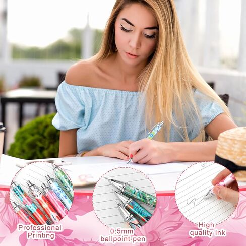 42 Pcs Floral Pens Flower Ballpoint Pens for Women Cute Writing Tools 0.5 mm Rollerball Tip Black Ink Pretty Fancy Journaling Supplies for Back to School Office, 6 Styles in Saudi Arabia