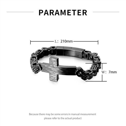 Stainless Steel Cross Bracelet for Men and Women - Large Cross Stylish and Durable Cross Link Stainless Steel Bracelet Gold and Gunmetal Grey - Black in Saudi Arabia