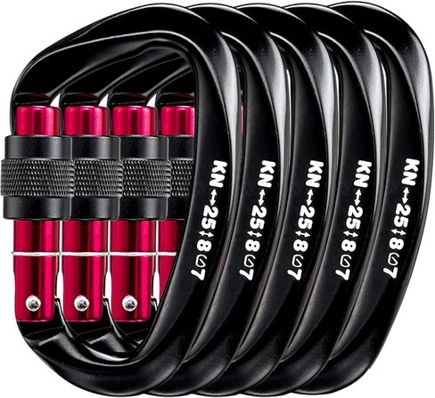 NAUMONE 25KN Climbing Carabiner UIAA Certified - D Shaped Screw Lock Heavy Duty Aluminum Carabiner Clip, Professional Screwgate Locking Carabiner for Rock Climbing, Mountain, Rappelling in Saudi Arabia