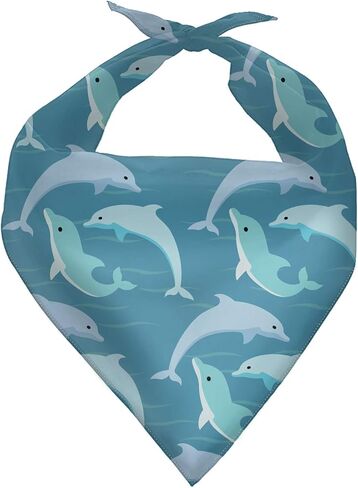 عصابات الكلاب الناعمة والأوشحة المثلثة منديل الحيوانات الأليفة باندانا عيد الحب، الأزرق دولفين طباعة باندانا زي الملحقات للكلاب الصغيرة المتوسطة الكبيرة القطط الفتيات in Kuwait