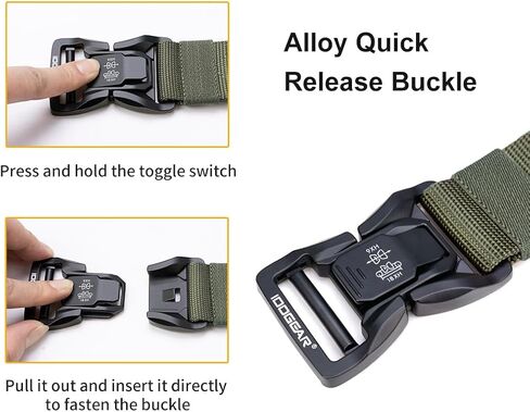 IDOGEAR Tactical Belt with Magnetic Quick-Release Buckle Military Style 1.5" Nylon Belt Loop and Hook Tail Fixation in Kuwait