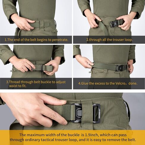 IDOGEAR Tactical Belt with Magnetic Quick-Release Buckle Military Style 1.5" Nylon Belt Loop and Hook Tail Fixation in Kuwait