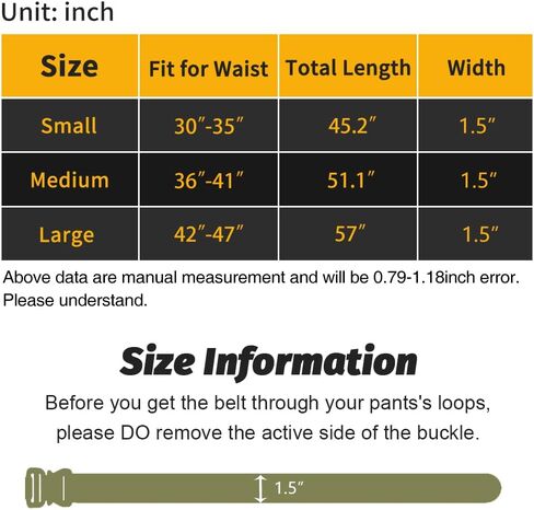 IDOGEAR Tactical Belt with Magnetic Quick-Release Buckle Military Style 1.5" Nylon Belt Loop and Hook Tail Fixation in Kuwait