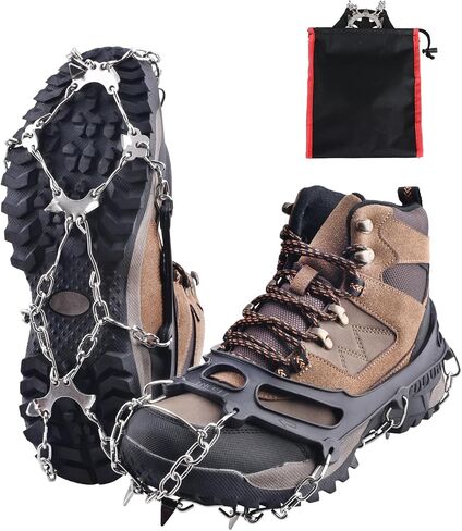 Crampons for Boots Shoes Traction Ice Cleats Snow Grips Anti Slip Stainless Steel Micro Spikes for Hiking Fishing Walking Climbing Jogging Mountaineering in Saudi Arabia