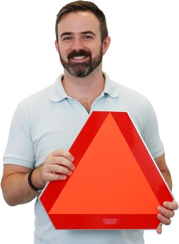 SmartSign - K-7590-SFT-14 "Slow Moving Vehicle" ASAE S276.4 Sign | 14" x 16" Reflective Fluorescent Steel Pack of 1 in Saudi Arabia
