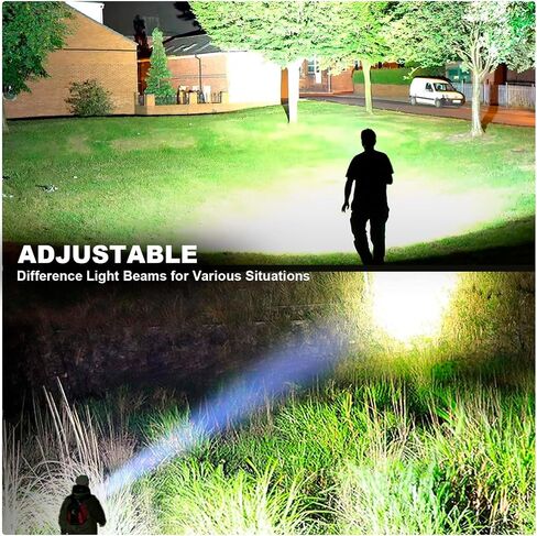 مصابيح LED قابلة لإعادة الشحن لومن عالي، 990,000 لومن مصباح يدوي قوي ساطع مع 5 أوضاع، ضوء فلاش محمول IPX7 للمنازل، العمل الليلي، ركوب الدراجات، المشي لمسافات طويلة in Kuwait