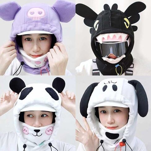 Bear Ski Balaclava Cute Animal Snowboard Face Warmer Winter Snow Sports Accessories Hat Kawaii Snowboard Gear in Saudi Arabia