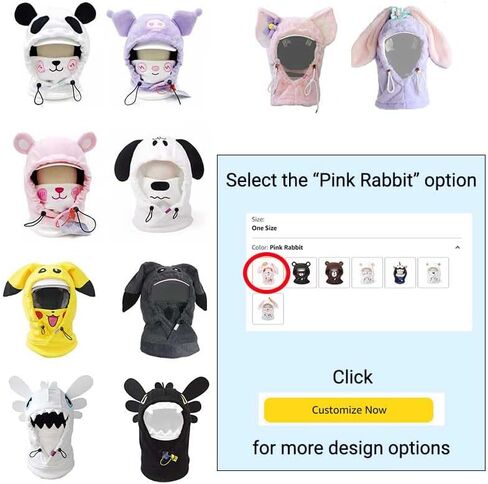 Bear Ski Balaclava Cute Animal Snowboard Face Warmer Winter Snow Sports Accessories Hat Kawaii Snowboard Gear in Saudi Arabia