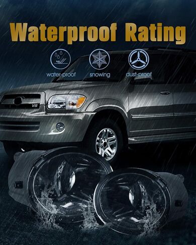 مصابيح الضباب لسيارة Toyota Tundra 2000-2006 (ليست لنماذج المصد الأمامي الفولاذي) 2001-2007 سيكويا مع لمبات 9006 12V 51W استبدال مصابيح القيادة متضمنة طقم أسلاك ومفتاح - زوج واحد (عدسة دخان) in Kuwait