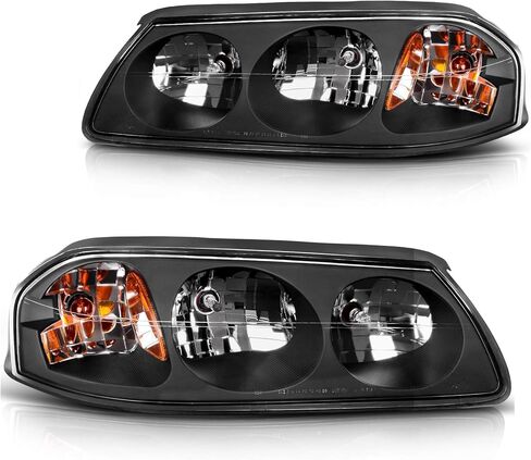 DWVO Headlight Assembly Compatible with 2000-2005 Chevy Impala Black Housing Amber Reflector in Saudi Arabia