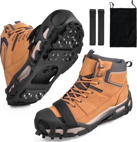 Ice Cleats Snow Cleats Walk Traction Cleats Crampon Anti-Slip Snow Shoes Cleats Winter Walking on Snow and Ice Boots Cleats for Shoes Boots Men Women Hiking Jogging in Kuwait