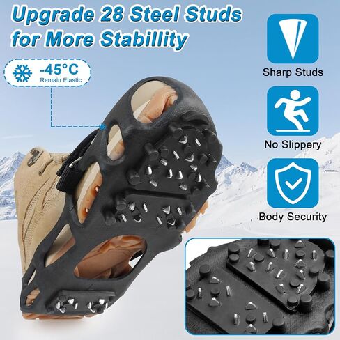Ice Cleats Snow Cleats Walk Traction Cleats Crampon Anti-Slip Snow Shoes Cleats Winter Walking on Snow and Ice Boots Cleats for Shoes Boots Men Women Hiking Jogging in Kuwait