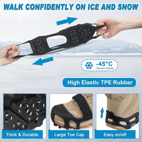 Ice Cleats Snow Cleats Walk Traction Cleats Crampon Anti-Slip Snow Shoes Cleats Winter Walking on Snow and Ice Boots Cleats for Shoes Boots Men Women Hiking Jogging in Kuwait