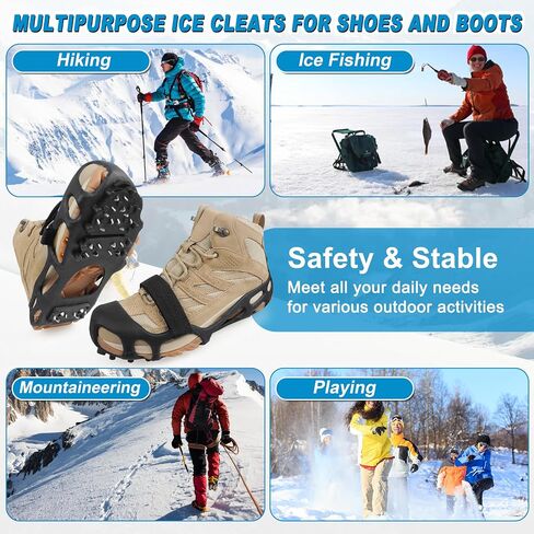 Ice Cleats Snow Cleats Walk Traction Cleats Crampon Anti-Slip Snow Shoes Cleats Winter Walking on Snow and Ice Boots Cleats for Shoes Boots Men Women Hiking Jogging in Kuwait