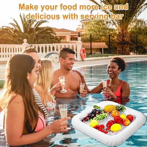 12 Pcs Inflatable Serving Bars Ice Serving Buffet with Drain Plug Inflatable Party Cooler Salad Food Drink Cooler for Parties Bbq Picnic with 2 Hand Pump, 2 Size in Saudi Arabia