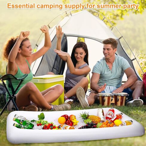 12 Pcs Inflatable Serving Bars Ice Serving Buffet with Drain Plug Inflatable Party Cooler Salad Food Drink Cooler for Parties Bbq Picnic with 2 Hand Pump, 2 Size in Saudi Arabia