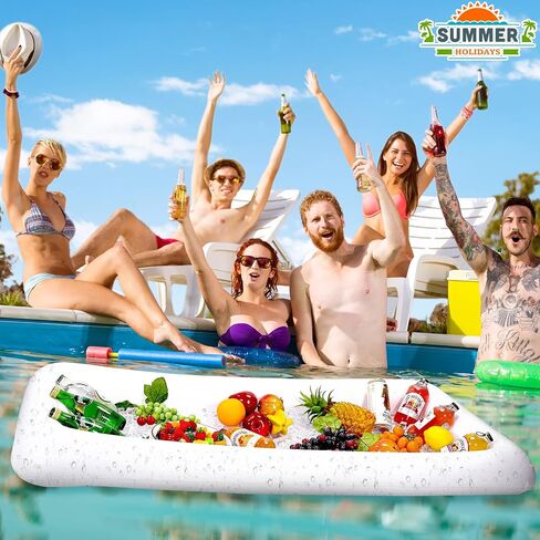 12 Pcs Inflatable Serving Bars Ice Serving Buffet with Drain Plug Inflatable Party Cooler Salad Food Drink Cooler for Parties Bbq Picnic with 2 Hand Pump, 2 Size in Saudi Arabia