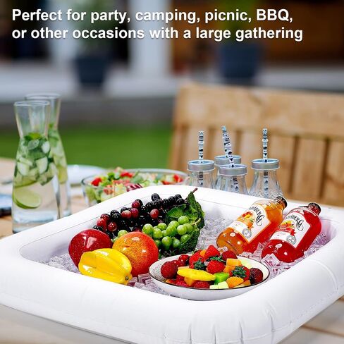 12 Pcs Inflatable Serving Bars Ice Serving Buffet with Drain Plug Inflatable Party Cooler Salad Food Drink Cooler for Parties Bbq Picnic with 2 Hand Pump, 2 Size in Saudi Arabia