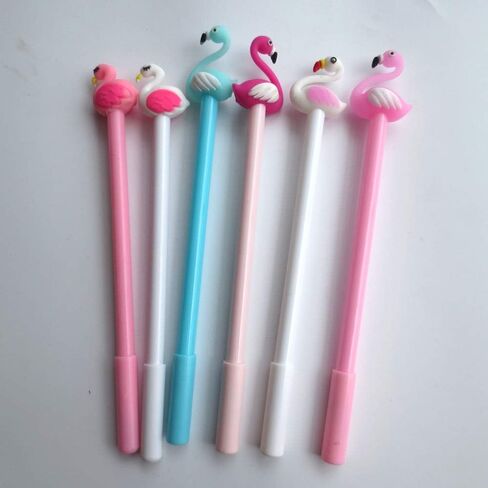 DzdzCrafts 10 قطع يونيكورن وفلامينجو 0.5 ملم أقلام حبر جل رولربال حبر أسود في حقيبة أقلام in Kuwait