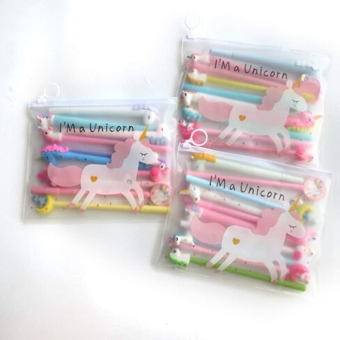 DzdzCrafts 10 قطع يونيكورن وفلامينجو 0.5 ملم أقلام حبر جل رولربال حبر أسود في حقيبة أقلام in Kuwait