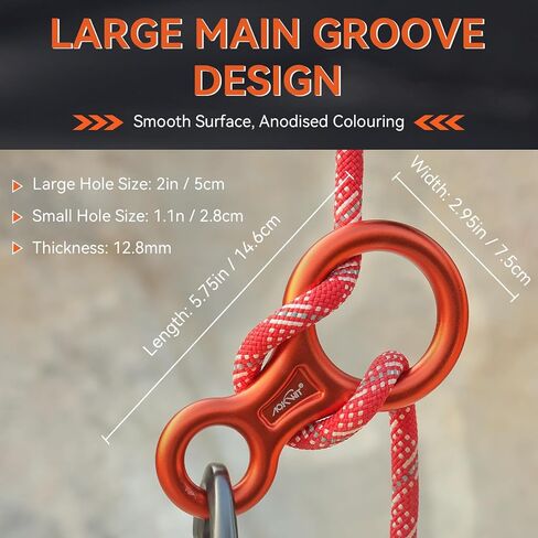 Rescue Figure 8 Descender Climbing Gear Downhill Equipment 35KN/3500kg 7075 Aluminum Alloy Rigging Plate for Climbing Belaying and Rappeling Device in Kuwait