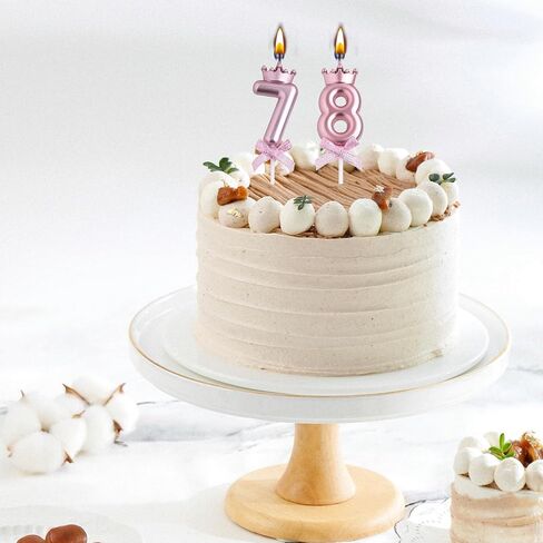 شموع عيد الميلاد الـ 78، شموع عيد الميلاد الذهبية الوردية 87 78 عامًا، هدايا تزيين تزيين الكيك لحفلة عيد ميلاد سعيد للنساء والرجال in Kuwait