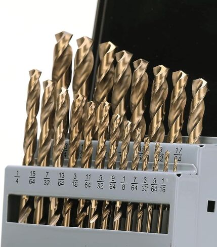 GMTOOLS 29Pcs Cobalt Drill Bit Set, 135 Degree Tip High Speed Steel with Black and Gold Finish, Stainless Steel, Plastic and Wood with Metal Indexed Storage Case 1/16"-1/2" in Saudi Arabia