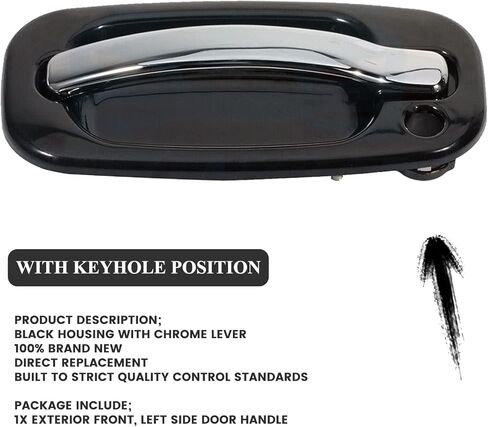 مقبض الباب الخارجي من الكروم مع فتحة المفتاح الأمامي الأيسر للسائق متوافق مع شاحنة بيك اب 1999-2007 سيلفرادو سييرا استبدال مقبض الباب الخارجي الأسود 15745149 in Kuwait