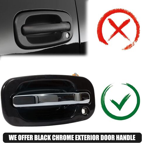 مقبض الباب الخارجي من الكروم مع فتحة المفتاح الأمامي الأيسر للسائق متوافق مع شاحنة بيك اب 1999-2007 سيلفرادو سييرا استبدال مقبض الباب الخارجي الأسود 15745149 in Kuwait